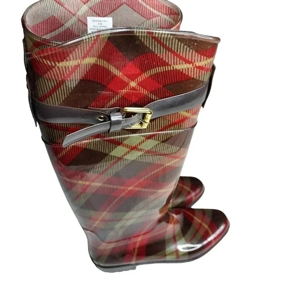 Lauren Ralph Lauren Plaid Rossalyn II Knee High PVC Rain Boots 6B - Picture 6 of 14